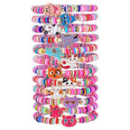 Friendship Bracelets Boho Stackable Bracelets for Women Surfer Heishi Clay Bead Bracelets Stretch Preppy Bracelets Colorful Boho Bracelets for Women - color: 12pcs cute cat