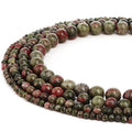 RUBYCA Natural Unakite Jasper/Epidote Gemstone Round Loose Beads Jewelry Making 1 Strand - 4mm - color: Chinese Unakite, size: 4 MM