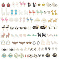 100pcs(50PAIRS) Assorted Animal Enamel Pendants Charms Dog Cat Bee Flamingo Giraffe Unicorn Enamel Charms for Bracelet Earring Necklace Making
