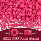 QPIXVB 1100PCS Pony Beads,Beads for Jewelry Making Bracelets Making Friendship Bracelet Hair Beads Kit for Crafts Cute Bulk Pony Beads for Keychain Necklace Making - color: rosy red beads
