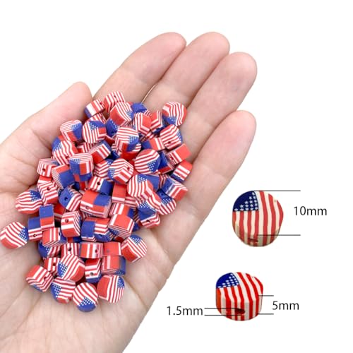 200pcs Flag Polymer Clay Beads, Mixed Charm Spacer Beads for Bracelet Necklace DIY Jewelry Making (Flag) - color: Flag