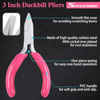 SPEEDWOX Mini Pink Nose Pliers, 3 Inch Duckbill Pliers for Jewelry Making, DIY Craft & Hobby Supplies - style: 3" Flat Nose Pliers