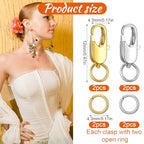 4 Pcs Stainless Steel Lobster Claw Clasps with Jump Rings, No Tarnish Jewelry Findings for Necklace Bracelet Anklet Making, Strong Spring Snap Hooks Closures (12mm/0.47 Inch, Silver + Gold)