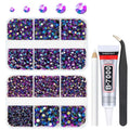 qiipii Purple Rose AB Resin Flatback Rhinestones 2mm 3mm 4mm 5mm 6mm Flatback Black AB Jelly Stones Gems Crystals Diamonds for Face Eyes Makeup Tumblers Bottles DIY Crafts Clothes Shoes Phones Bookes - color: Purple Rose AB
