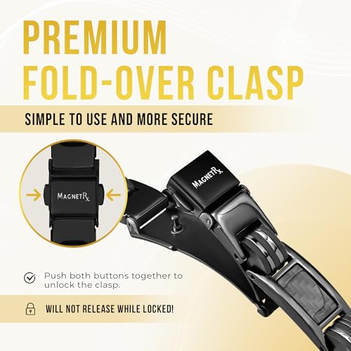MagnetRX® Magnetic Bracelets for Men – Effective Mens Magnetic Bracelet with Carbon Fiber Inlay – Adjustable Length with Included Sizing Tool (Black) - color: Black Carbon Fiber (2X Strength)