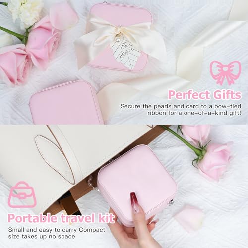 AYGXU Travel Jewelry Box for Women and Girls - Small Case With Initial A-Z - Teacher Gifts - color: pink, size: no letter