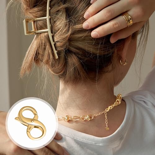 925 Sterling Silver Gold Necklace Extender,Lobster Claw Clasp for Necklaces,Bracelets,14K Gold Plated Chain Extenders and Jewelry Closures for DIY Repair(0.55"x0.24",Gold,1P)