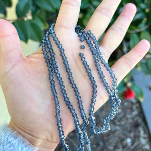 500pcs Czech Faceted Rondelle Crystal Glass Loose Beads 4mm Small Tiny Spacer Bulk Dark Sapphire Blue for DIY Craft Jewelry Making CCR420 - color: Dark Sapphire, size: 4mm (0.16") - 500pcs
