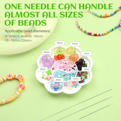 UOOU 32 Pcs Beading Needles Set, 8 Sizes Big Eye Bead Needles, Twist Beading Needles for Seed Beads, Jewelry Making - color: Silver-32 Pcs