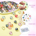 UR URlifehall 100 Pcs Heart Electroplate Transparent Glass Beads with Glitter Gold Colorful Heart Shaped Glass Beads for Keychain Jewelry Making - color: 100Pcs-10x10x5mm-heart glass beads