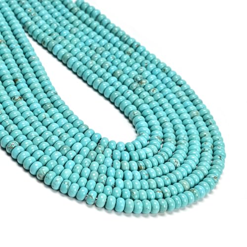 ICAI 4x6mm Natural Rondelle Beads – Loose Gemstone Spacers for DIY Jewelry Making (Blue Turquoise) - color: Blue Turquoise, size: 4x6