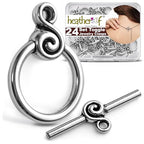 Heather's cf Toggle Jewelry Clasps – Durable Quality, Antique Swirling Silver Finish Toggle Clasps & Closures for Necklace, Bracelet & Charms – Ideal for DIY, & Jewelry Making – Medium (Set of 24) - color: Medium silver toggle clasp