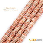 GEM-Inside 2x6mm Natural Red Crazy Lace Agate Stone Heishi Disc Rondelle Spacer Beads for Jewelry Making Full 15" Strand Energy Stone Healing Power Crystal - color: Red Crazy Lace Agate
