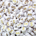 Amaney Letter Beads S 100pcs 7x4mm White Round Acrylic Gold Alphabet for Bracelet Jewelry Making - color: Gold-S