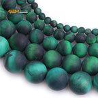GEM-Inside 10mm Natural Stone Green Tiger Eye Frosted Matte Unpolished Round Beads for Jewelry Making Strand 15 inch - color: Green Tiger Eye, size: 10mm