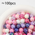 16mm Acrylic Beads 100pcs Ab Pink&Purple Bead Chunk Bubblegum Beads for Pens for Necklace Jewelry Bracelets DIY Crafts Making (White&Purple&Pink) - color: white&purple&pink