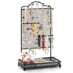 Meangood Black Jewelry Organizer Stand, Earring Holder Rack for Hanging Earrings Necklace Bracelets Watches Jewelry Display Large Rings Storage as Women Gift - color: Earring Black
