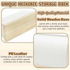 2 Pack Cambered Necklace Display Stand, Soft Leather Necklace Bracelet Organizer Rack for Selling, White Tabletop Jewelry Display Storage Holder for Necklaces, Pendant, Mother's Day