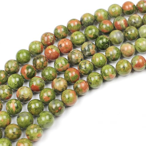 MJDCB Natural Stone Beads Unakite Round Loose Spacer Beads 15'' 4m 6m 8m 10mm 12m for Jewelry Making (10mm) - color: Unakite, size: 10mm