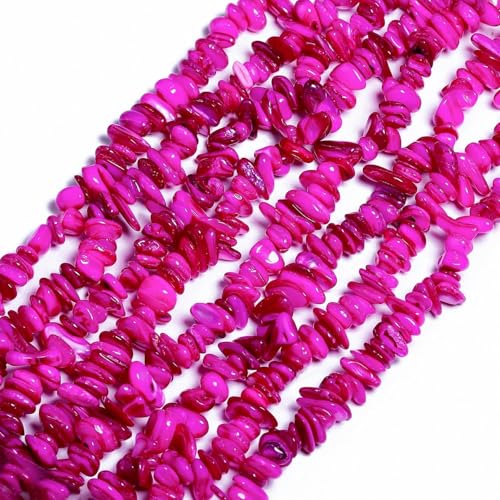 Chip Shells, 260pcs 5-8mm Irregular Beads with Holes, Rose Red Shell & Ruby Chip Beads for Jewelry Making - color: Rose Red