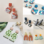 PTFJZ Polymer Clay Cutters for Earring Making - 160pcs Clay Tools Set with Earrings Accessories, 42+8pcs Different Shape Plastic Clay Cutters (Style B- Green+Purple) - color: Style B-Green+Purple