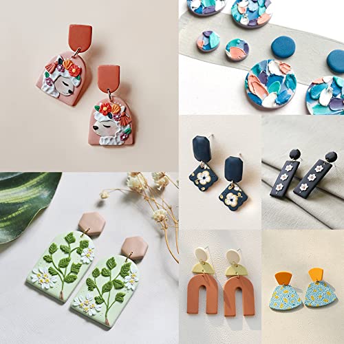 PTFJZ Polymer Clay Cutters for Earring Making - 160pcs Clay Tools Set with Earrings Accessories, 42+8pcs Different Shape Plastic Clay Cutters (Style B-Blue) - color: Style B-Blue