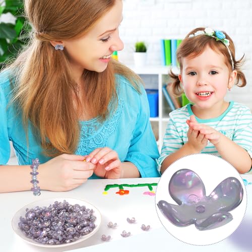100pcs Cherry Blossom Beads, 5-Petal Acrylic Flower Beads, Mini Spacer Hair Accessories Halloween Christmas for Bracelets Earring Jewelry Making- Gray - color: Gray
