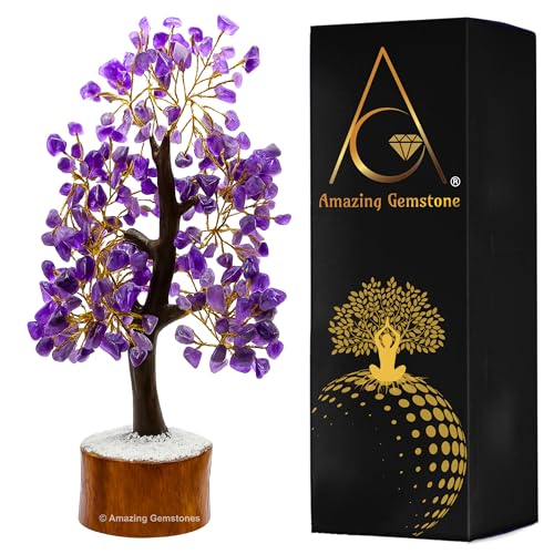Amazing Gemstone Crystals and Healing Stones Birthday Gifts for Women - Amethyst Crystal Tree of Life Home Decor Stocking Stuffers, Bookshelf, Room, Meditation Gift for Dad, Unique Birthday Gifts - color: Amethyst