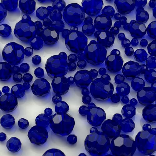 480pcs Crystal Glass Beads 3mm 4mm 6mm 8mm 10mm Round Faceted Glass Spacer Beads for Bracelets Necklace Earring DIY Jewelry Making Craft(Deep Blue) - color: Deep Blue