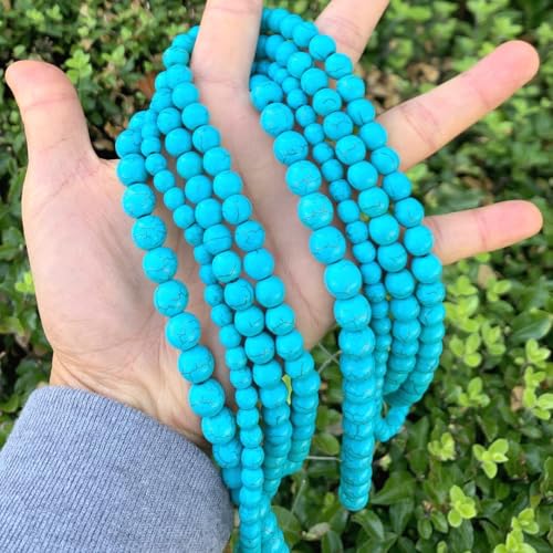 Adabele 325pcs Natural Blue Magnesite Gemstone 6mm Imitated Turquoise Round Loose Beads Gem Stone Spacer Bulk for Craft Jewelry Making GR-D6 - color: Round/Blue, size: 6mm Round (325pcs/5 Strands)