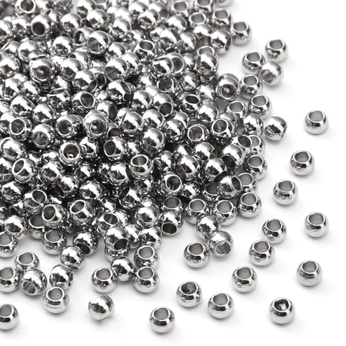 304 Stainless Steel Round Beads 3.0mm 400pcs Spacer Beads for Jewelry DIY Making and Repairing - size: 3.0mm
