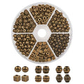 Beadthoven 360pcs 6 Style Antique Bronze Mixed Style Spacer Beads Tibetan Alloy Tube Round Barrel Column Metal Spacers for Jewelry Necklace Bracelet Making - color: Antique Bronze-Barrel-6styles