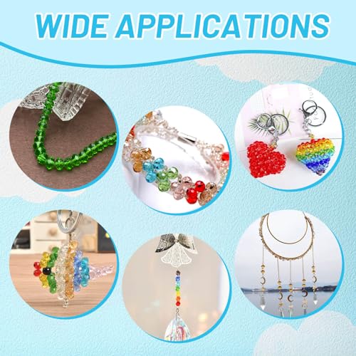 cridoz 2000 Pcs Briolette Crystal Glass Beads for Jewelry Making, Rondelle Crystal Beads for Crafts and Suncatchers, 10 Coloers, 3 Sizes(4mm, 6mm, 8 mm)