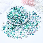 60g Mixed Flatback Pearls and Rhinestones for Crafts, Tumblers, Shoes, Face Nail Art, 2mm-10mm Half Pearls and Flatback Rhinestones for Bedazzling, Aquamarine|White - color: Aquarius Blend | Mix Aquamarine | White