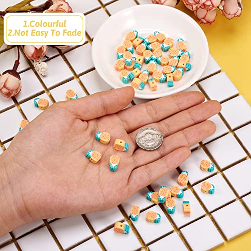 50PCS Handmade Polymer Clay Beads Pineapple Slice Shape Loose Beads Fruit Theme Spacer Beads for DIY Bracelet Necklace Earring Charm Jewelry Making Hole 1.6mm - color: Pineapple