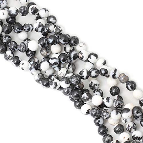 35PCS 10mm Natural Black White Zebra Jasper Gemstone Round Loose Beads Crystal Energy Stone for DIY Jewelry Making 1 Strand 15" - color: Black White Zebra Jasper, size: 10mm