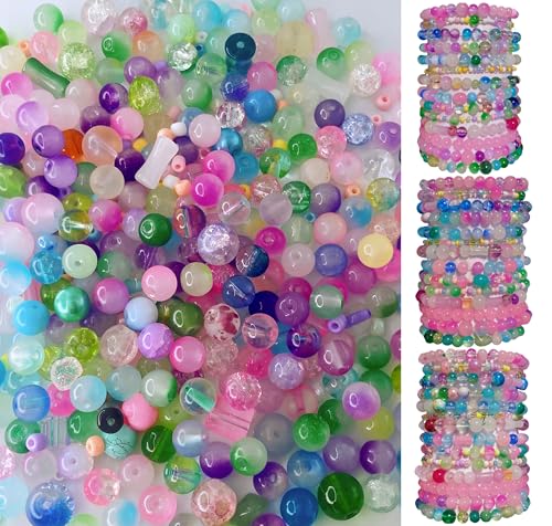 Assorted Beads Mixed Colors for Jewelry Making, DlY Arts Crafts Decorative Crystal Glass Mixed Beads for Handcraft,Bracelet, Earring and Bracelet for Women Above 12 Years Old Half Pound - color: Mixed color 1, size: Half pound