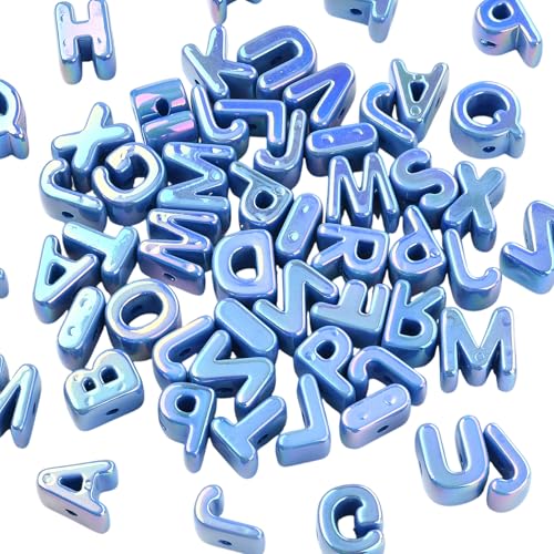 Ornaland 90-100Pcs Large Letter Beads Blue Acrylic Alphabet Letter Beads Random Mixed Alphabet Shape Bead for Bracelets Keychains Jewelry Lanyards Making(Cornflower Blue) - color: Cornflower Blue