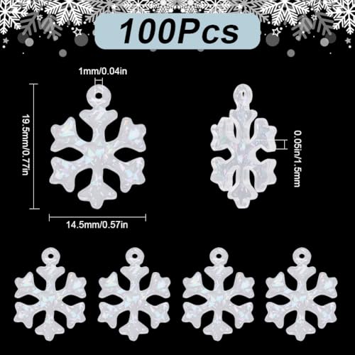 SUNNYCLUE 1 Box 100Pcs Snowflakes Christmas Charm Winter Charms Bulk Resin Transparent Clear White Pink Tiny Glitter Xmas Winter Snow Shaped Small Charm for Jewelry Making Charms DIY Earring Crafts - style: Snowflake 2
