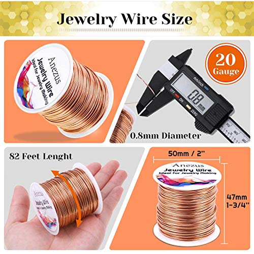 anezus 20 Gauge Jewelry Wire, 28 Yards Craft Wire Tarnish Resistant Copper Beading Wire for Jewelry Making Supplies and Crafting(Copper) - color: Copper