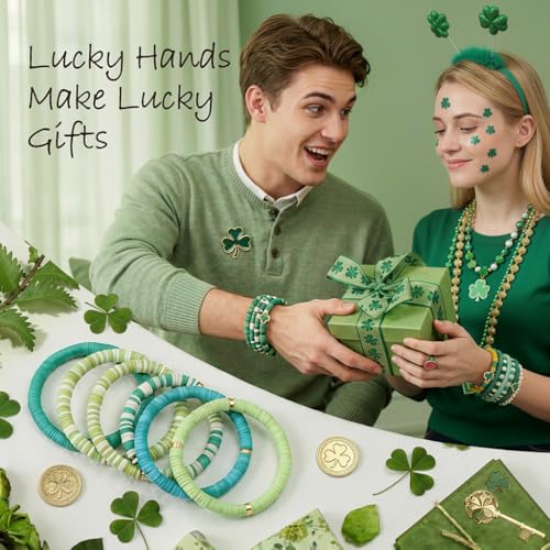 Clay Beads Bracelet Making Kit for Beginner, 2100 Pcs Preppy Polymer Heishi Beads with Charms Kit for Jewelry Making Necklace Earring DIY Crafts - color: Grenn Preppy
