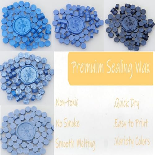 Sealling Wax Atopbb 250Pcs Blue Mix Sealing Wax Beads for WaxSeal Stamp, Blue WaxSeal Beads Set with 5 Colors Perfect for Gift Sealing, Letter WaxSealing (250, Blue Mix) - color: Blue Mix