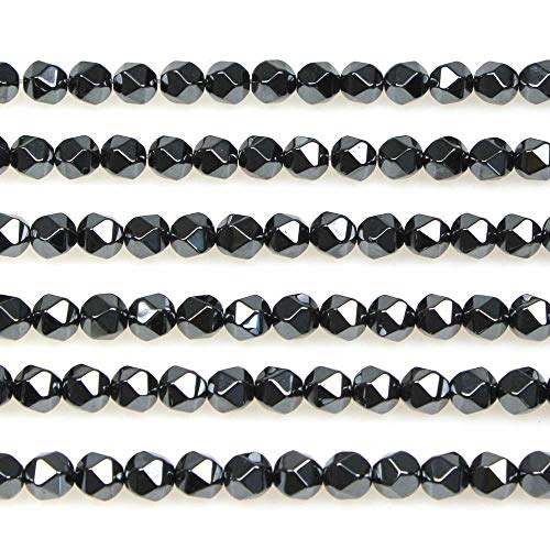 MJDCB Best Sellers Natural Stone Beads Faceted Polygon Hematite Energy Stone Healing Power for Jewelry Making(8mm) - color: Hematite