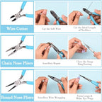Pliers for Jewelry Making, Jewelry Pliers Set Includes Needle Nose Pliers, Round Nose Plier and Wire Cutters, Jewelry Making Tools for Jewelry Repair, Wire Wrapping, Beading and Crafts - color: Sky Blue