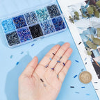 3000 Pcs 10 Colors Glass Bugle Beads, Blue Series Screwy Bugle Beads Long Tube Seed Bead Loose Spacer Bead for DIY Crafting Jewelry Making - color: Blue Series