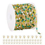 UMAOKANG 16.4 Feet Mixed Green Enamel Jewelry Making Chain Gold Plated Stainless Steel Chains Bulk on Spool - color: Gold-Green Colorful