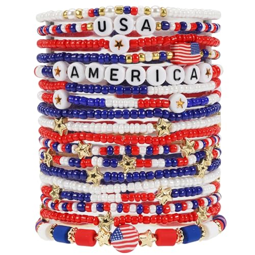 Twinfree Bohemia Beaded Bracelet for Women, Polymer Clay Stretch Bracelets - color: color 3