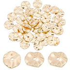 PH PandaHall 50PCS 14k Gold Plated Spacer Beads, 8mm Flat Round Metal Brass Bead Wavy Disc Beads Jewelry Loose Bead for DIY Bracelet Necklace Earring Craft Supplies, Hole: 1.2mm - color: 14k Gold