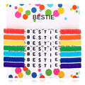 Rainbow Heishi Surfer Bracelets Set for Women Stackable Clay Beaded Bracelets Disc Stretch Preppy Bracelets Layering Colorful Friendship Bracelets Team Cheer Bulk Boho Summer Beach Jewelry Gift - style: BESTIE with Box