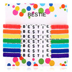 Rainbow Heishi Surfer Bracelets Set for Women Stackable Clay Beaded Bracelets Disc Stretch Preppy Bracelets Layering Colorful Friendship Bracelets Team Cheer Bulk Boho Summer Beach Jewelry Gift - style: BESTIE with Box